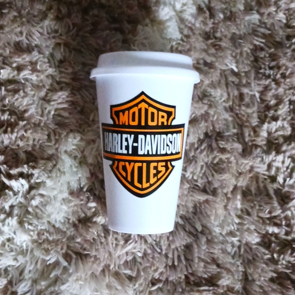 Custom Harley Davidson Coffee Cup w/Lid